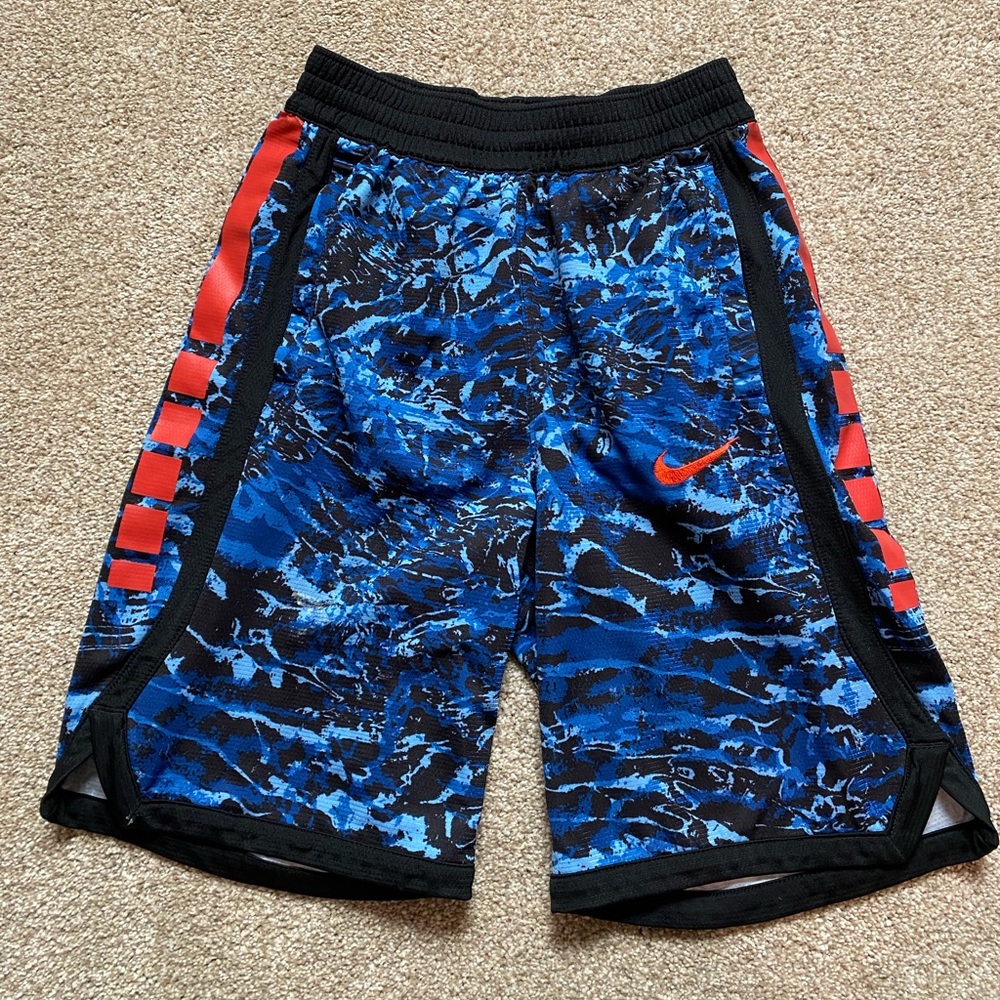 Nike Dri Fit Athletic Shorts Neon Blue Orange Black Boys Large